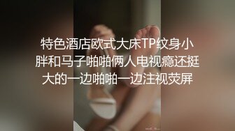 特色酒店欧式大床TP纹身小胖和马子啪啪俩人电视瘾还挺大的一边啪啪一边注视荧屏